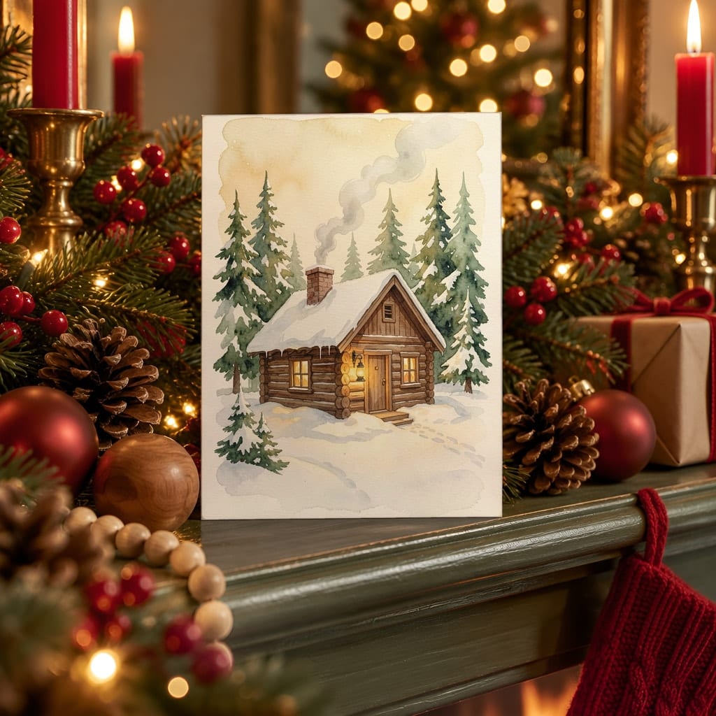 Christmas Card Mockup Bundle — 20 Rustic Kraft 5x7 Greeting Card PSD Mockups: mockup scene 6 of 20