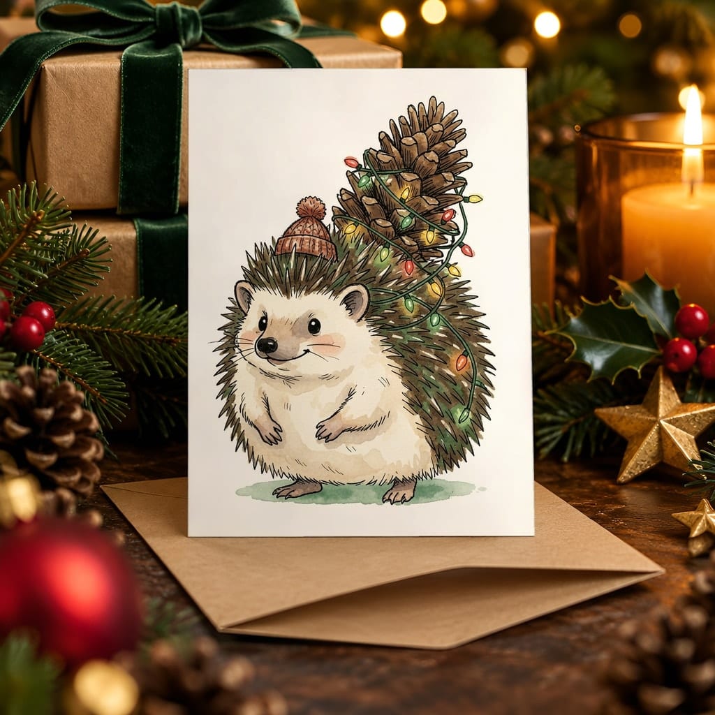 Christmas Card Mockup Bundle — 20 Rustic Kraft 5x7 Greeting Card PSD Mockups: mockup scene 7 of 20