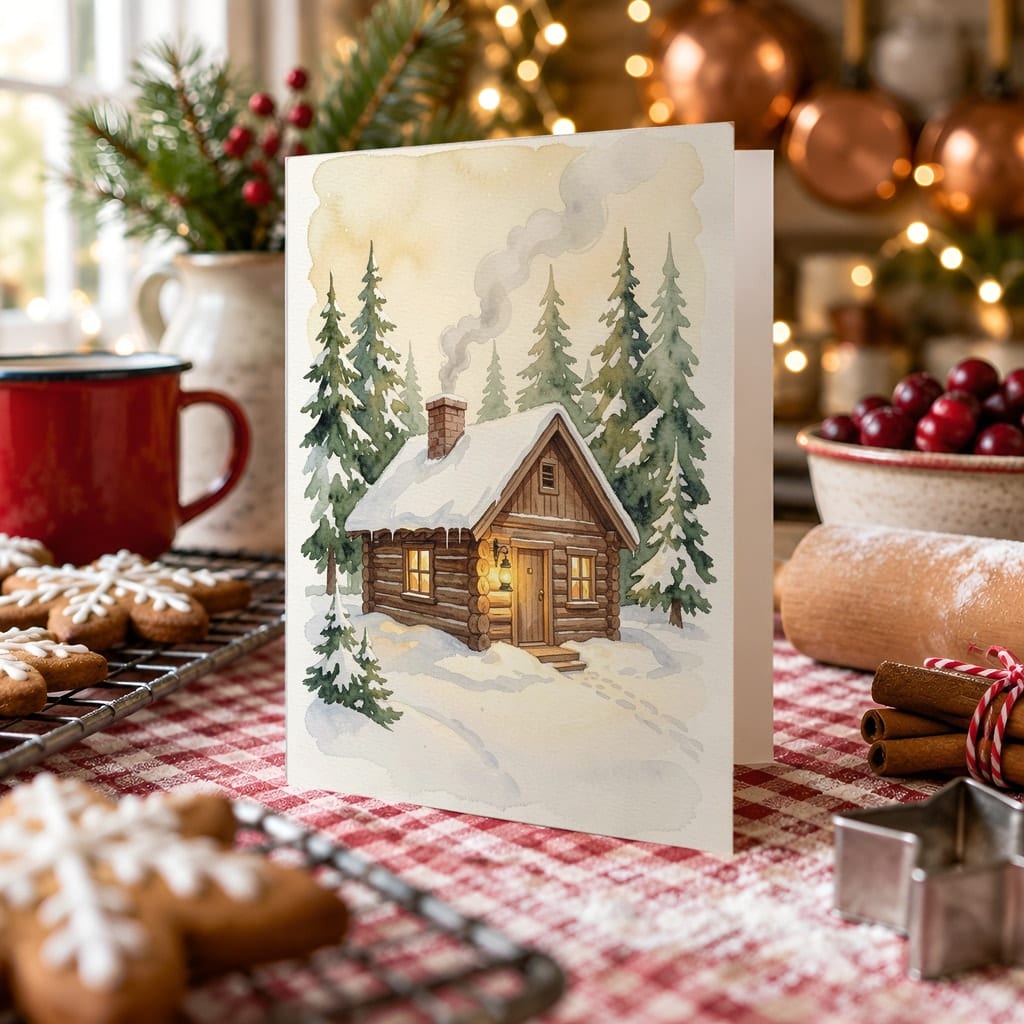 Christmas Card Mockup Bundle — 20 Rustic Kraft 5x7 Greeting Card PSD Mockups: mockup scene 9 of 20