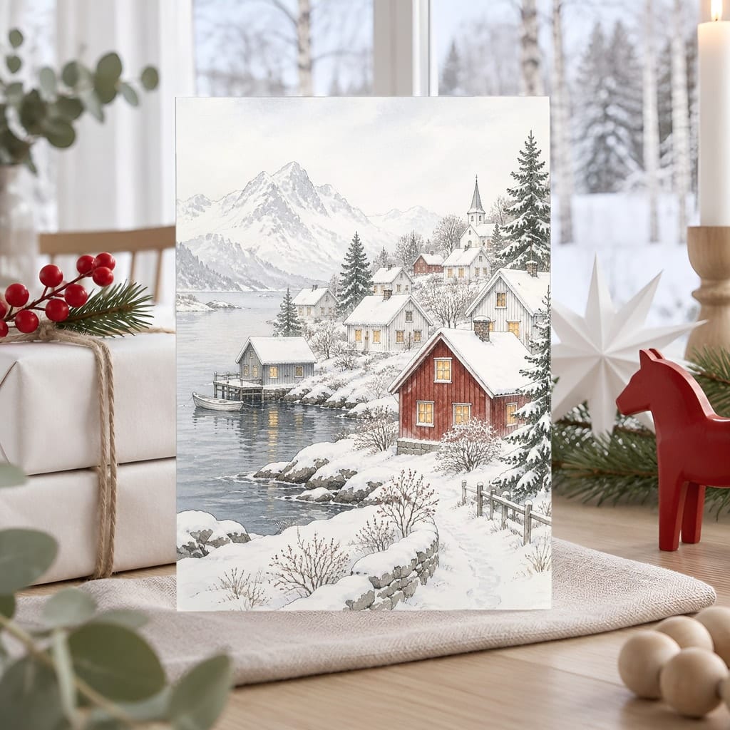 Christmas Card Mockup Bundle — 20 Scandinavian Minimal 5x7 Greeting Card PSD Mockups — first mockup scene from the pack