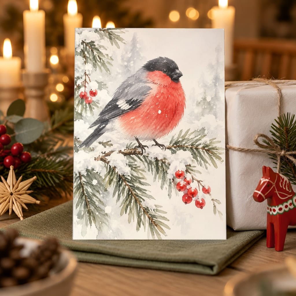 Christmas Card Mockup Bundle — 20 Scandinavian Minimal 5x7 Greeting Card PSD Mockups: mockup scene 10 of 20