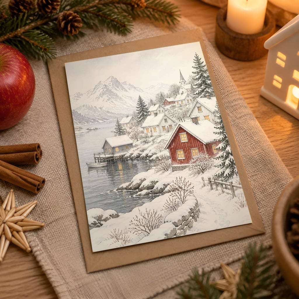Christmas Card Mockup Bundle — 20 Scandinavian Minimal 5x7 Greeting Card PSD Mockups: mockup scene 11 of 20