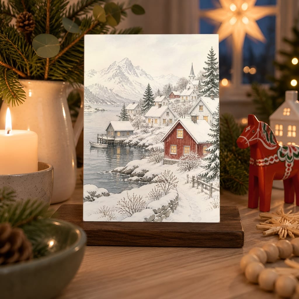 Christmas Card Mockup Bundle — 20 Scandinavian Minimal 5x7 Greeting Card PSD Mockups: mockup scene 12 of 20
