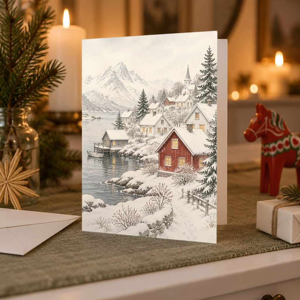 Christmas Card Mockup Bundle — 20 Scandinavian Minimal 5x7 Greeting Card PSD Mockups: mockup scene 13 of 20