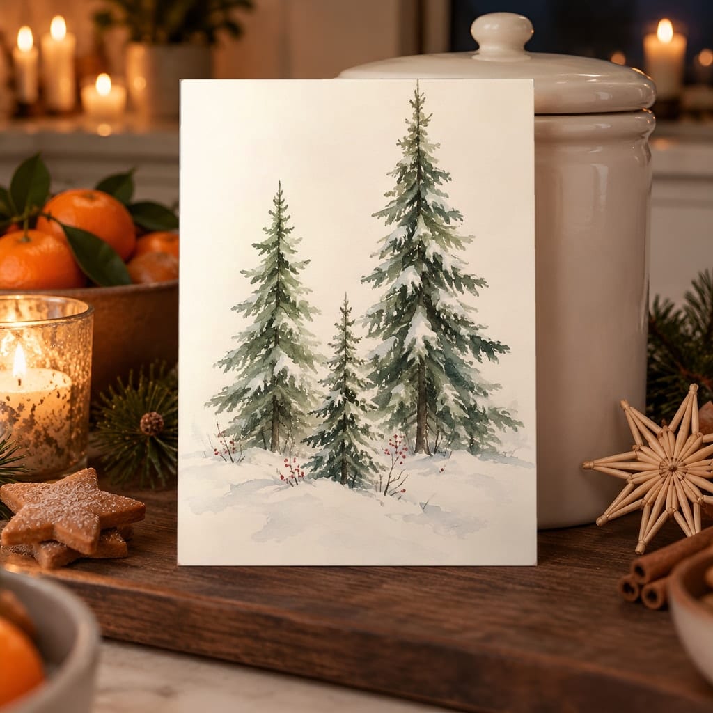 Christmas Card Mockup Bundle — 20 Scandinavian Minimal 5x7 Greeting Card PSD Mockups: mockup scene 15 of 20