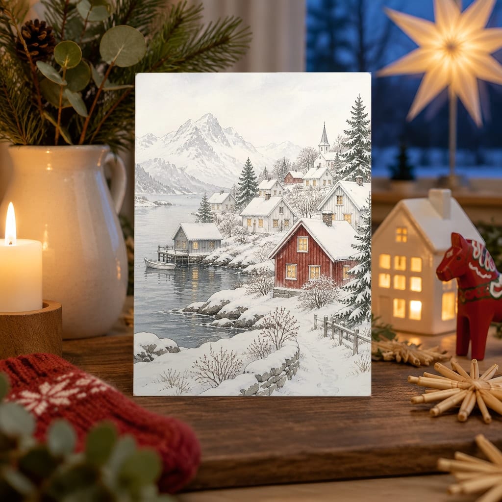Christmas Card Mockup Bundle — 20 Scandinavian Minimal 5x7 Greeting Card PSD Mockups: mockup scene 16 of 20