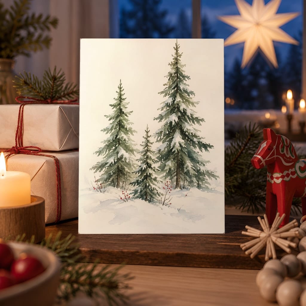 Christmas Card Mockup Bundle — 20 Scandinavian Minimal 5x7 Greeting Card PSD Mockups: mockup scene 18 of 20