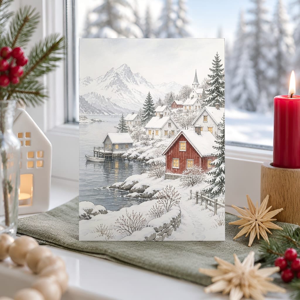 Christmas Card Mockup Bundle — 20 Scandinavian Minimal 5x7 Greeting Card PSD Mockups: mockup scene 2 of 20