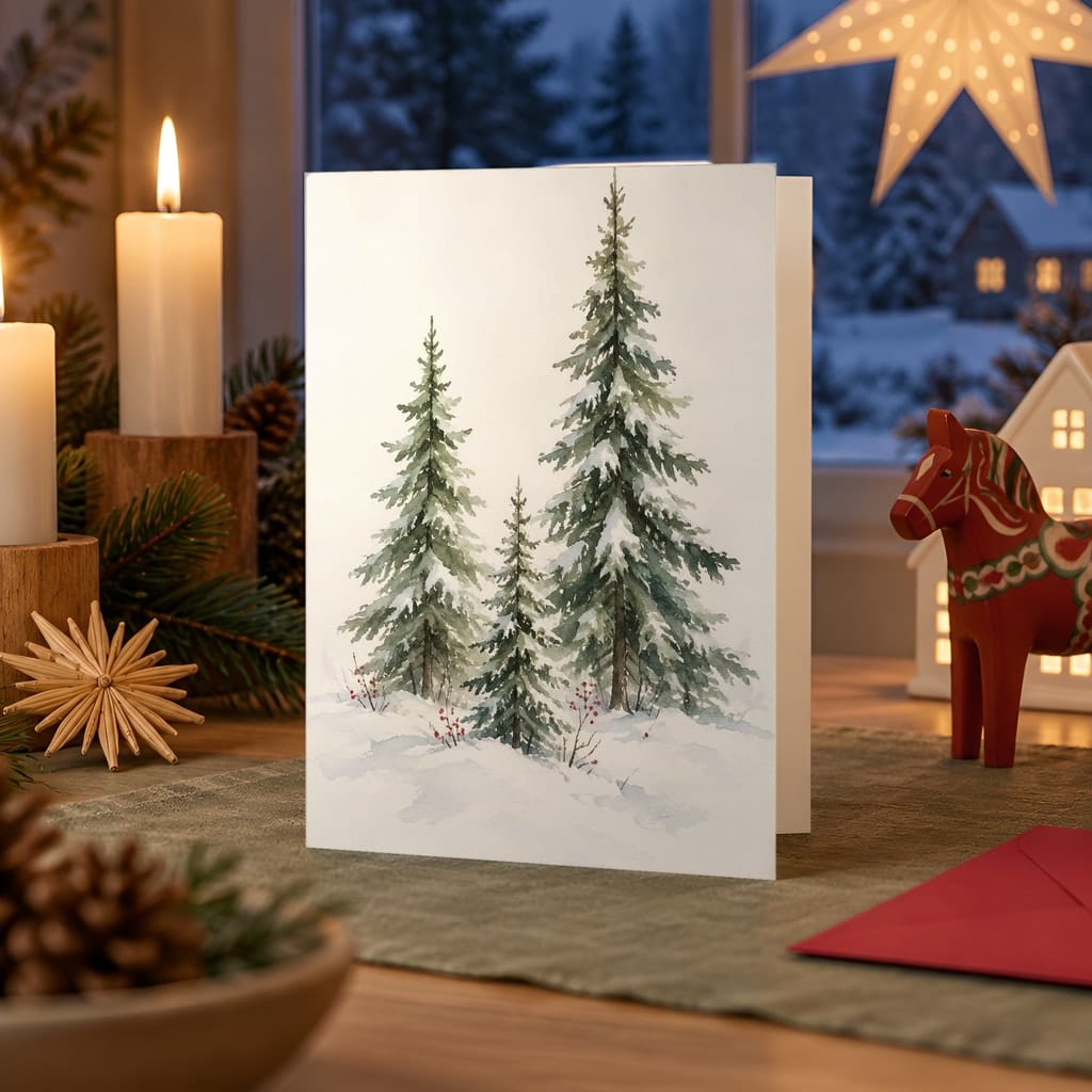 Christmas Card Mockup Bundle — 20 Scandinavian Minimal 5x7 Greeting Card PSD Mockups: mockup scene 20 of 20