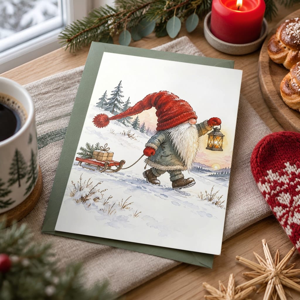 Christmas Card Mockup Bundle — 20 Scandinavian Minimal 5x7 Greeting Card PSD Mockups: mockup scene 4 of 20
