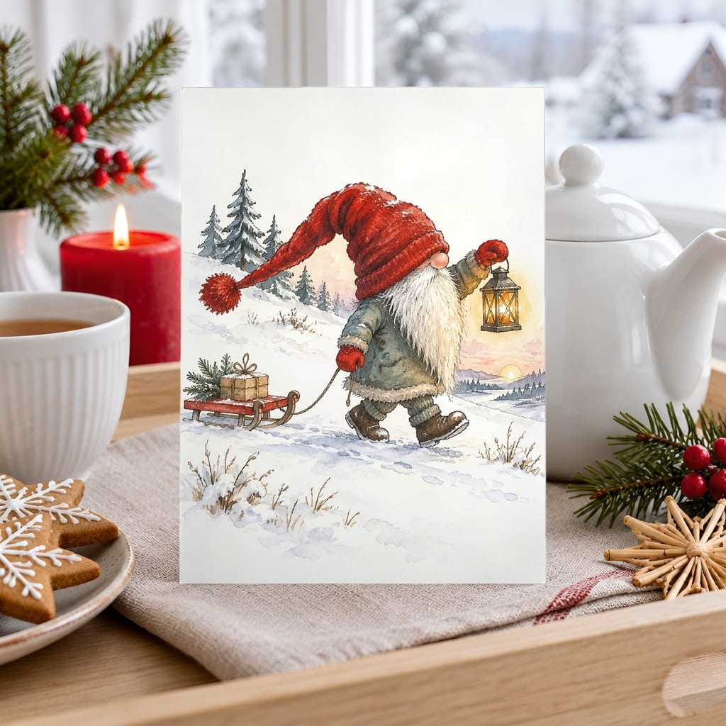 Christmas Card Mockup Bundle — 20 Scandinavian Minimal 5x7 Greeting Card PSD Mockups: mockup scene 7 of 20