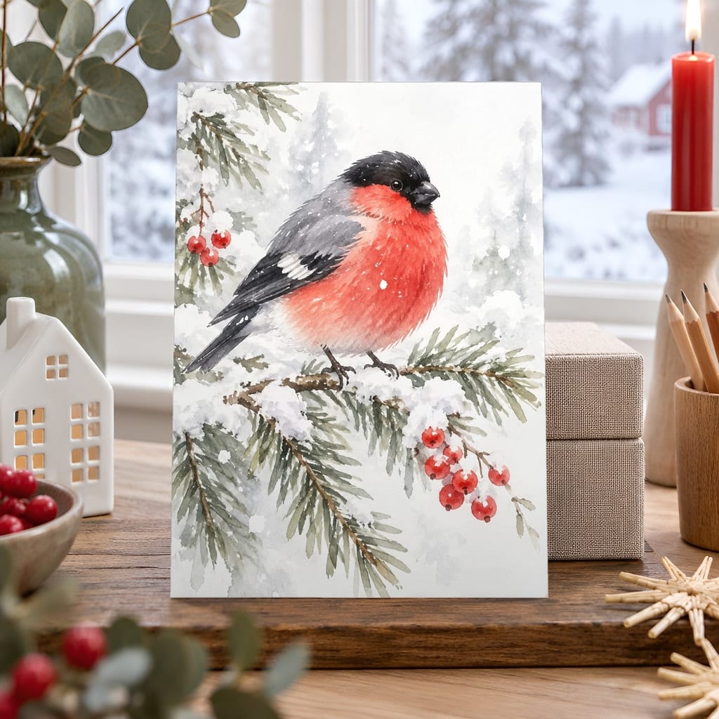 Christmas Card Mockup Bundle — 20 Scandinavian Minimal 5x7 Greeting Card PSD Mockups: mockup scene 8 of 20