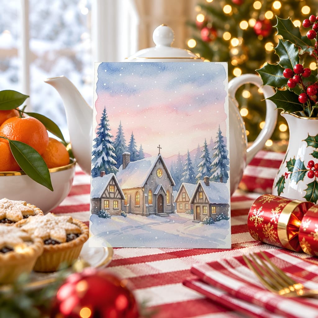Christmas Card Mockup Bundle — 20 Traditional Red 5x7 Greeting Card PSD Mockups: mockup scene 20 of 20