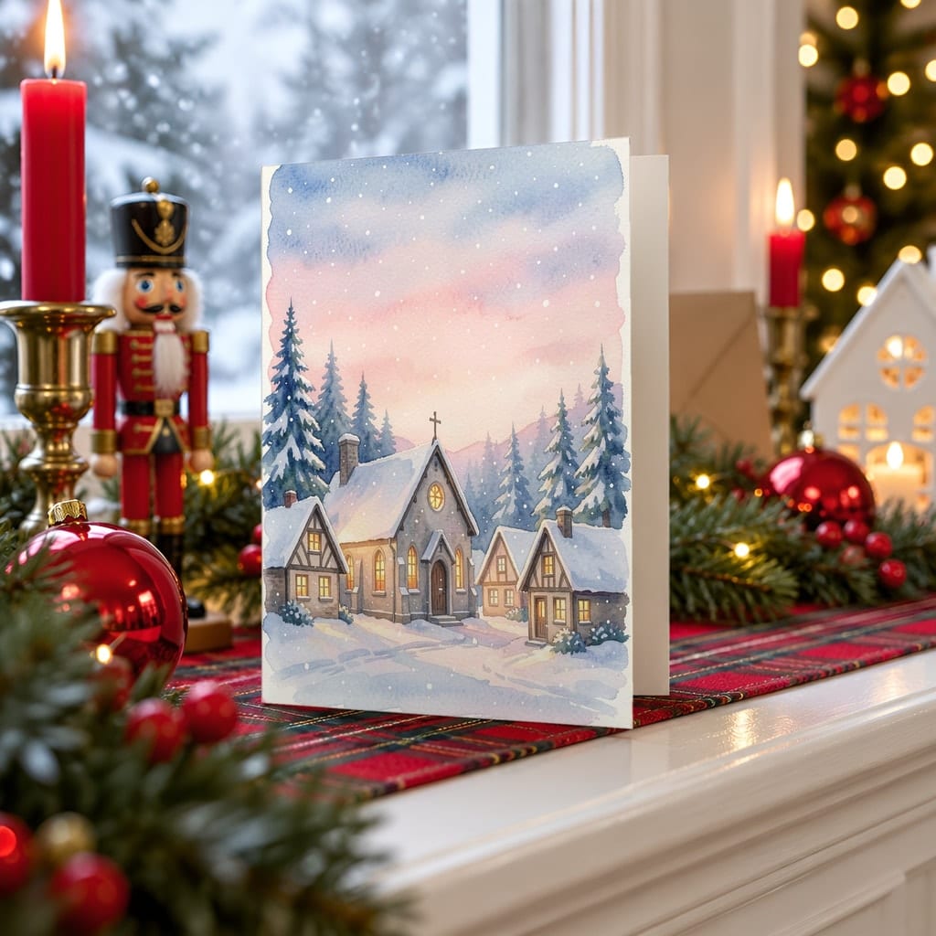 Christmas Card Mockup Bundle — 20 Traditional Red 5x7 Greeting Card PSD Mockups: mockup scene 5 of 20
