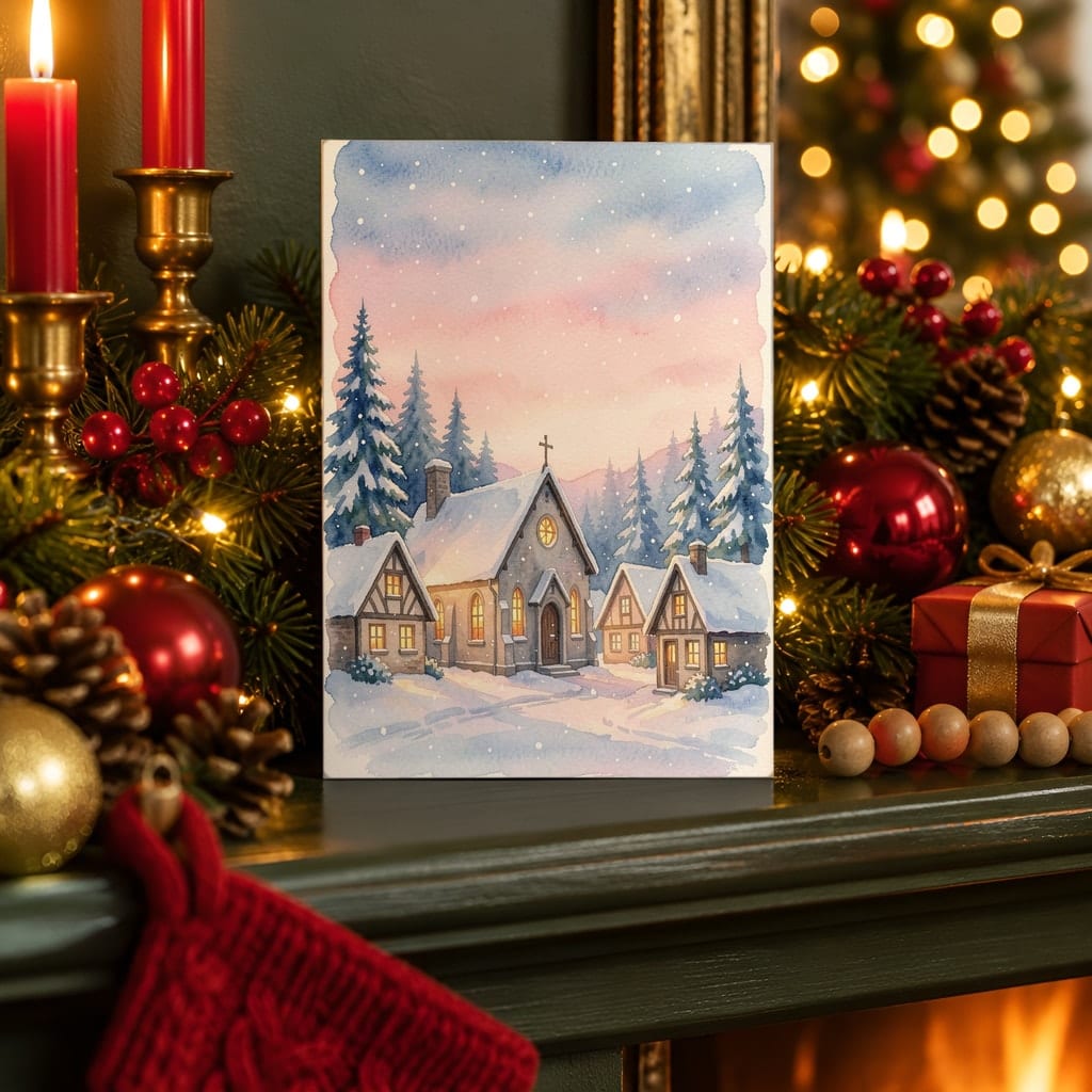 Christmas Card Mockup Bundle — 20 Traditional Red 5x7 Greeting Card PSD Mockups: mockup scene 6 of 20