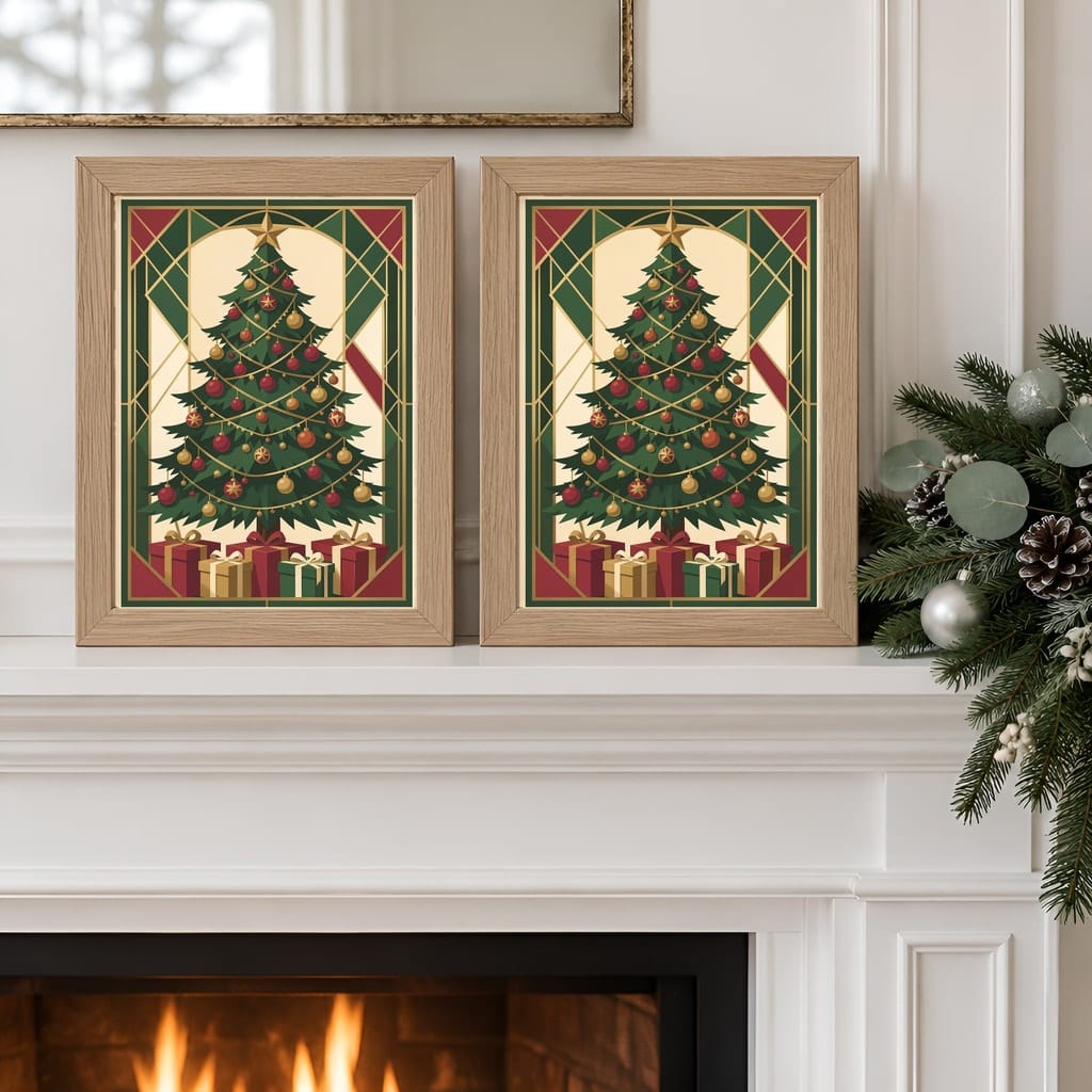 Christmas Frame Mockup Bundle — Holiday Wall Art PSD Templates (40 Scenes): mockup scene 11 of 40