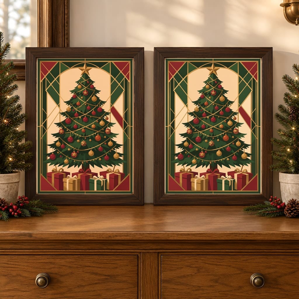Christmas Frame Mockup Bundle — Holiday Wall Art PSD Templates (40 Scenes): mockup scene 12 of 40