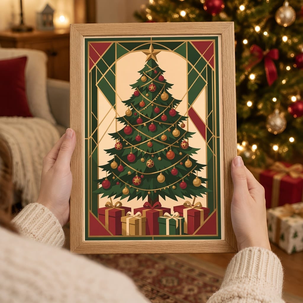 Christmas Frame Mockup Bundle — Holiday Wall Art PSD Templates (40 Scenes): mockup scene 2 of 40