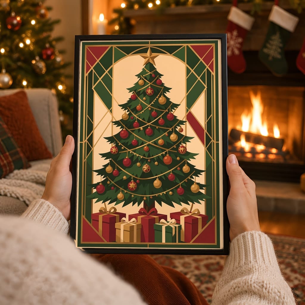 Christmas Frame Mockup Bundle — Holiday Wall Art PSD Templates (40 Scenes): mockup scene 20 of 40