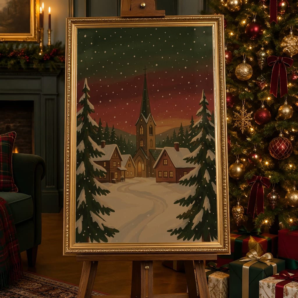 Christmas Frame Mockup Bundle — Holiday Wall Art PSD Templates (40 Scenes): mockup scene 21 of 40