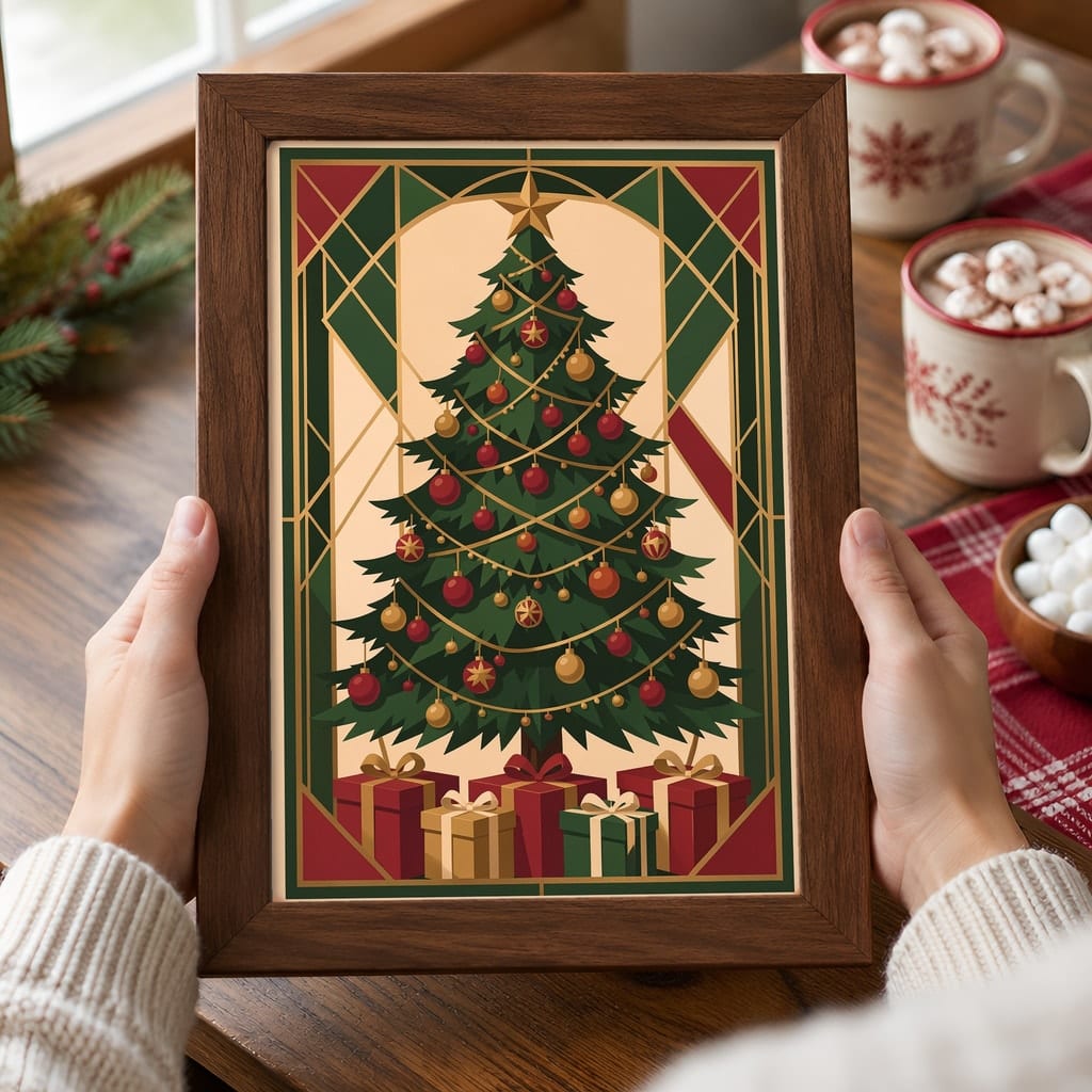 Christmas Frame Mockup Bundle — Holiday Wall Art PSD Templates (40 Scenes): mockup scene 25 of 40