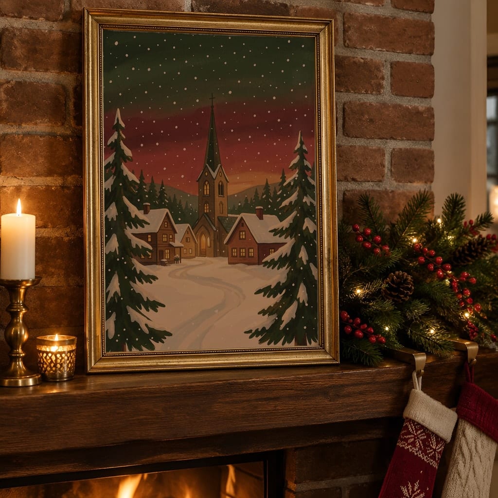 Christmas Frame Mockup Bundle — Holiday Wall Art PSD Templates (40 Scenes): mockup scene 3 of 40
