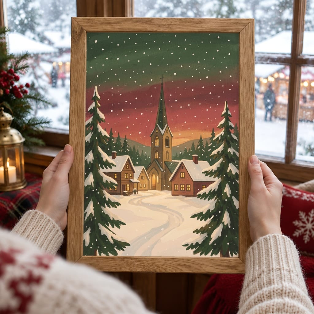 Christmas Frame Mockup Bundle — Holiday Wall Art PSD Templates (40 Scenes): mockup scene 30 of 40