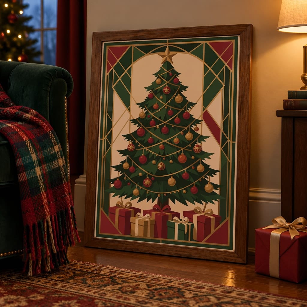 Christmas Frame Mockup Bundle — Holiday Wall Art PSD Templates (40 Scenes): mockup scene 7 of 40