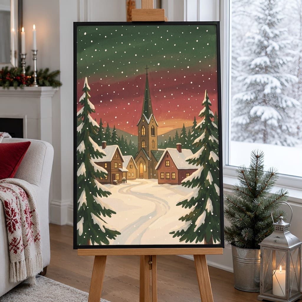 Christmas Frame Mockup Bundle — Holiday Wall Art PSD Templates (40 Scenes): mockup scene 8 of 40