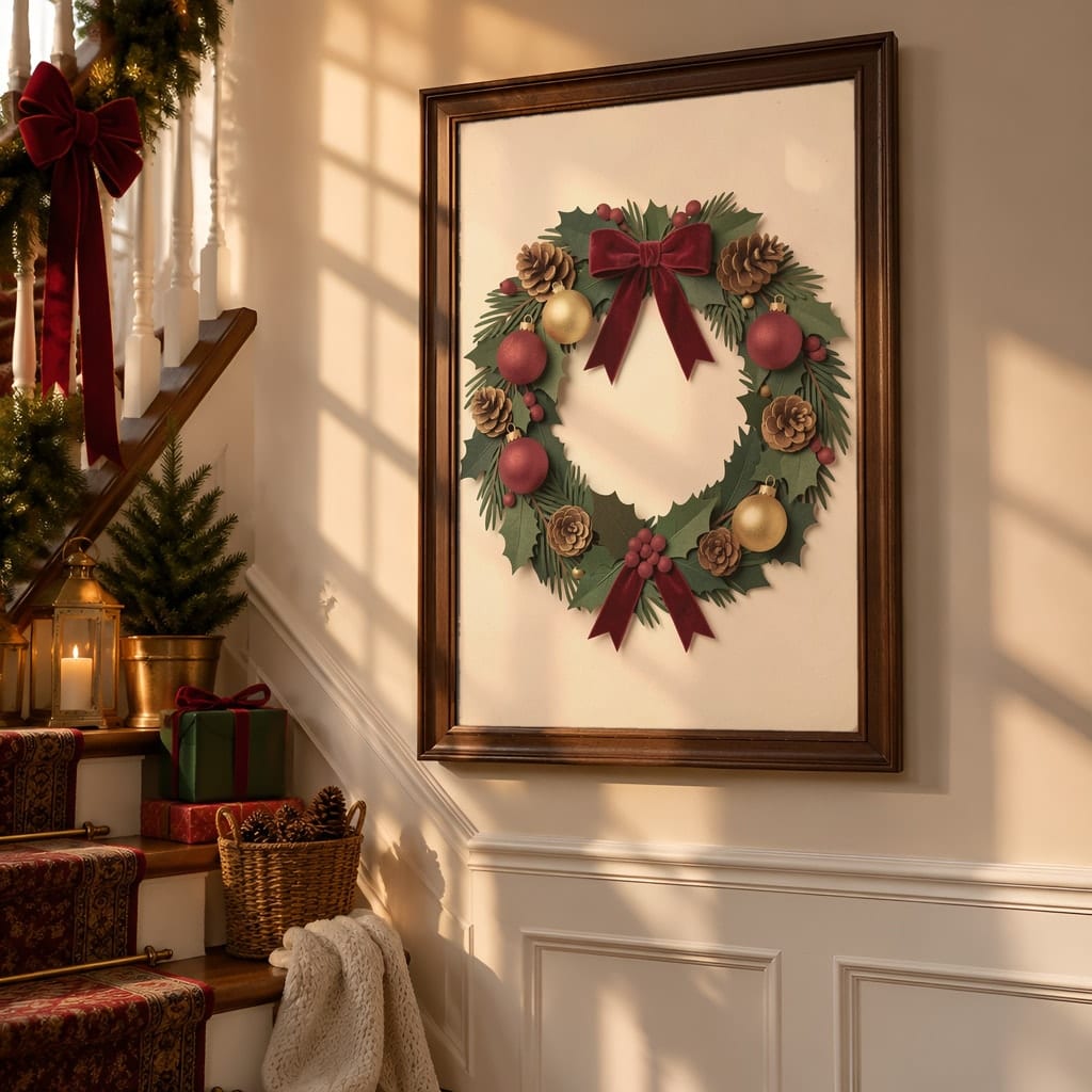Christmas Frame Mockup Bundle — 40 Vertical Staircase and Hallway Wall Art PSD Mockups — first mockup scene from the pack