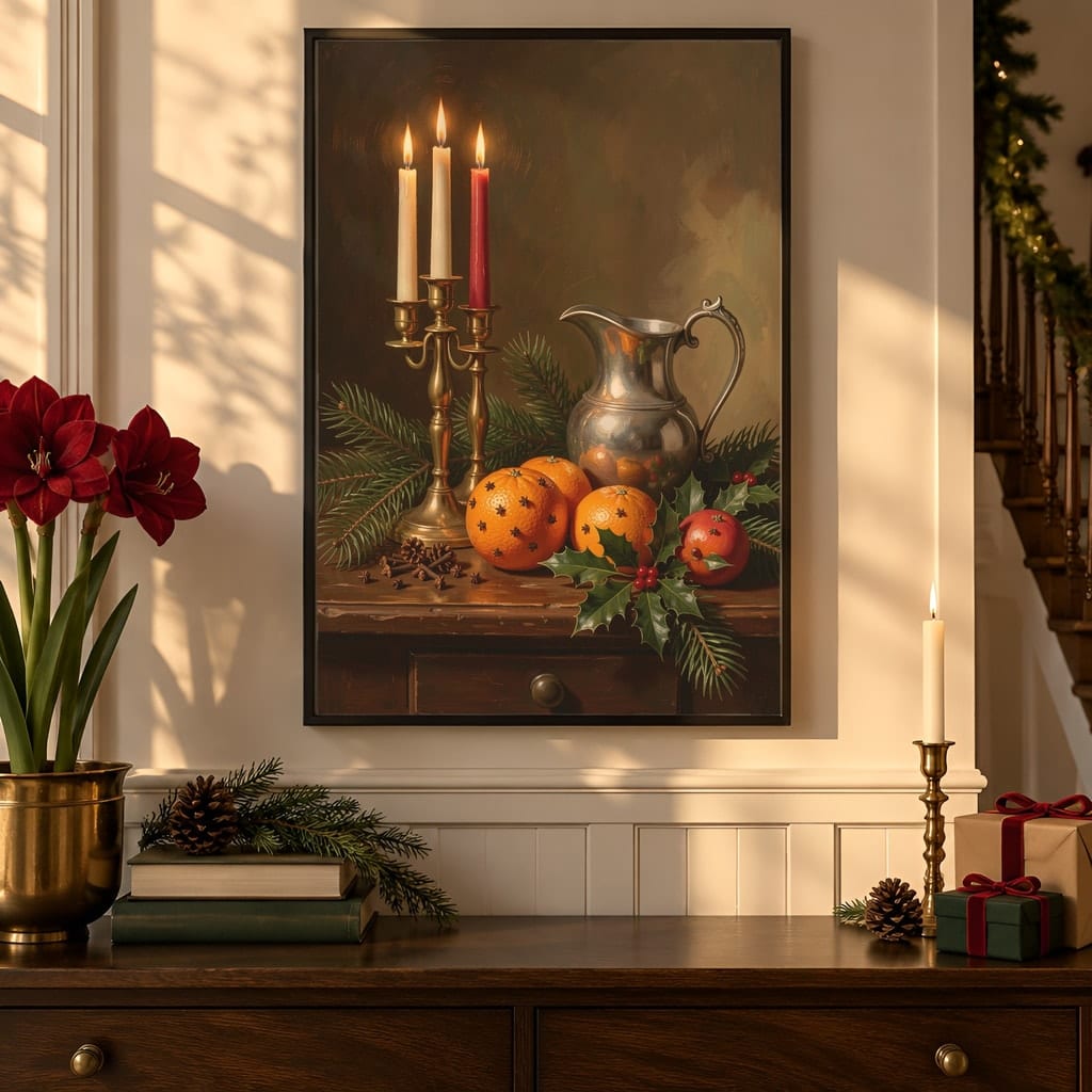 Christmas Frame Mockup Bundle — 40 Vertical Staircase and Hallway Wall Art PSD Mockups: mockup scene 10 of 40