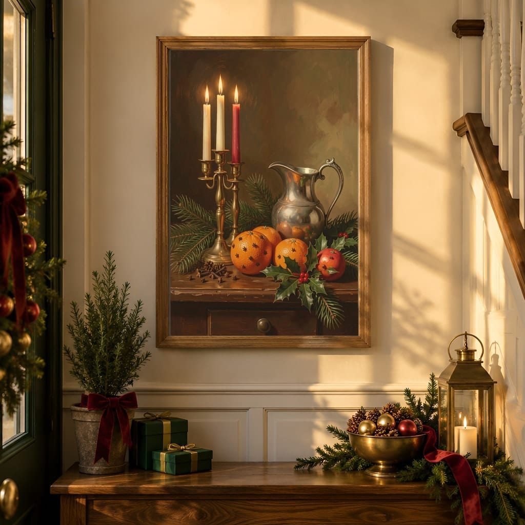 Christmas Frame Mockup Bundle — 40 Vertical Staircase and Hallway Wall Art PSD Mockups: mockup scene 13 of 40