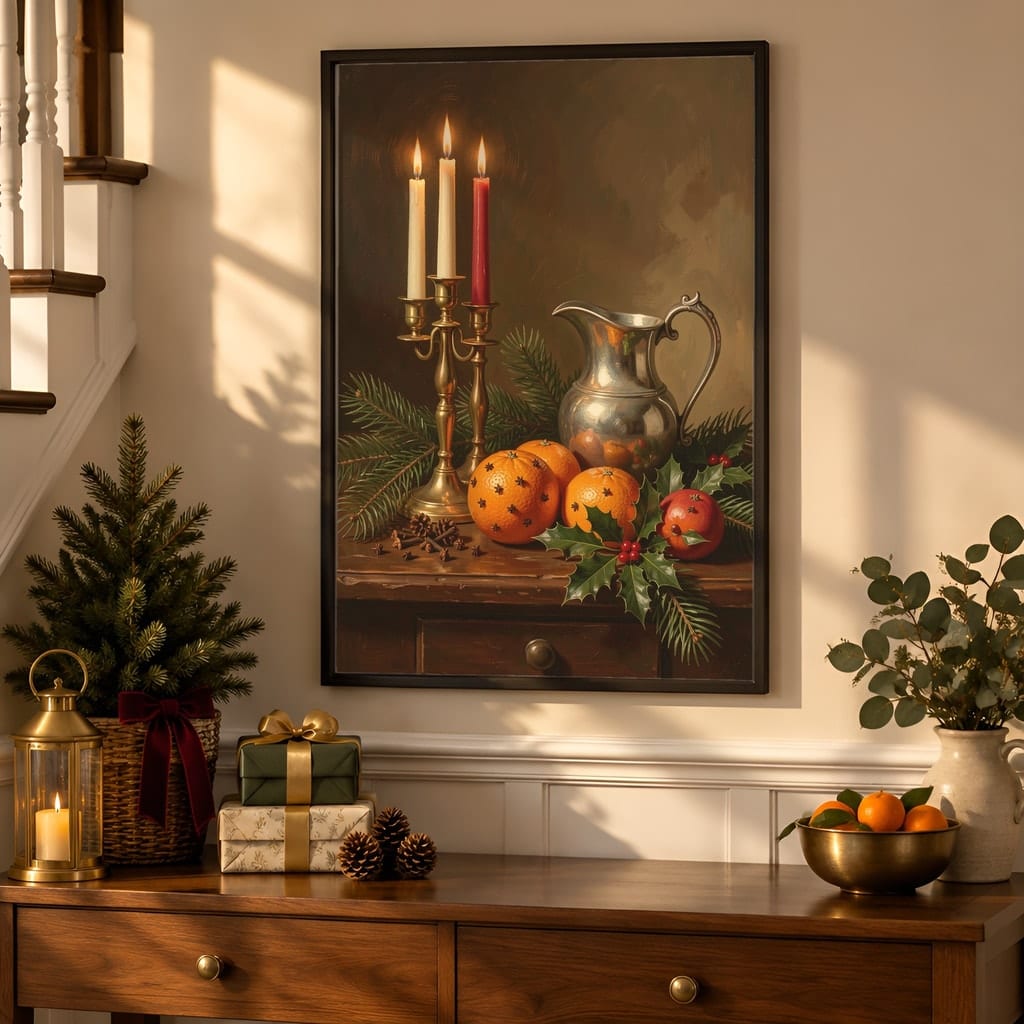 Christmas Frame Mockup Bundle — 40 Vertical Staircase and Hallway Wall Art PSD Mockups: mockup scene 2 of 40