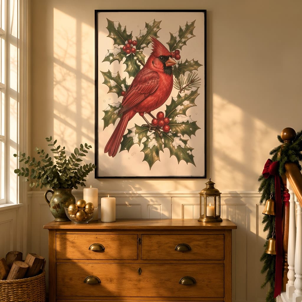 Christmas Frame Mockup Bundle — 40 Vertical Staircase and Hallway Wall Art PSD Mockups: mockup scene 22 of 40