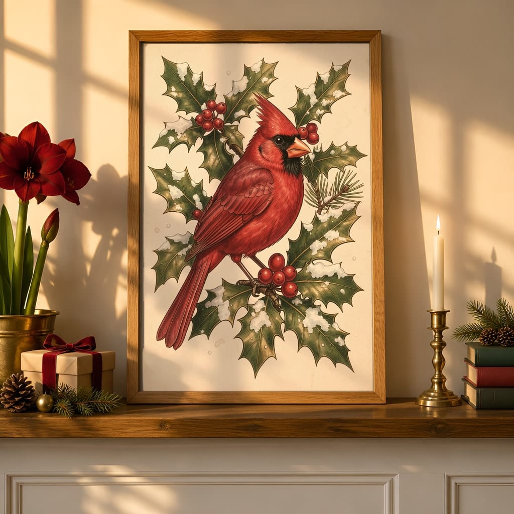 Christmas Frame Mockup Bundle — 40 Vertical Staircase and Hallway Wall Art PSD Mockups: mockup scene 23 of 40
