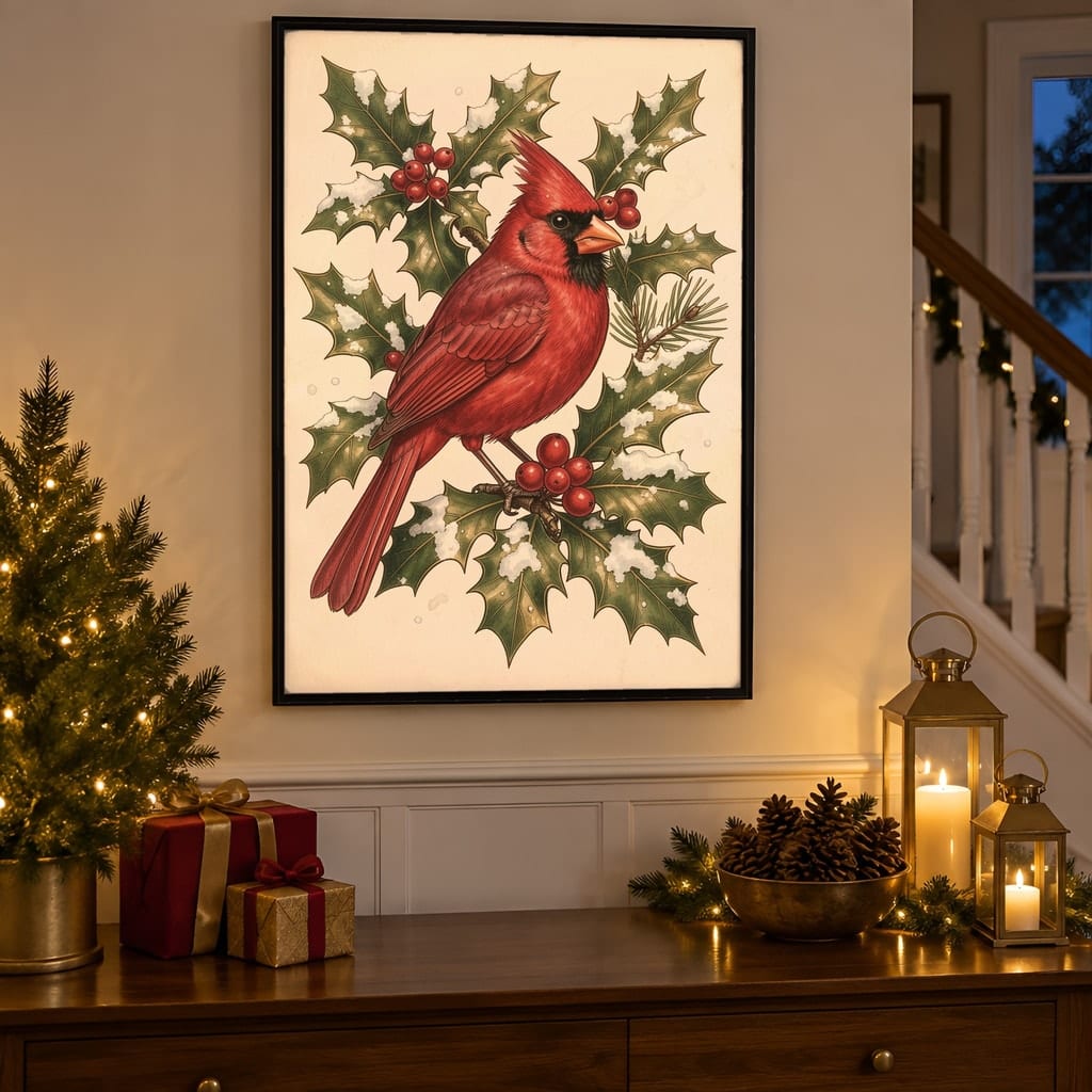Christmas Frame Mockup Bundle — 40 Vertical Staircase and Hallway Wall Art PSD Mockups: mockup scene 27 of 40