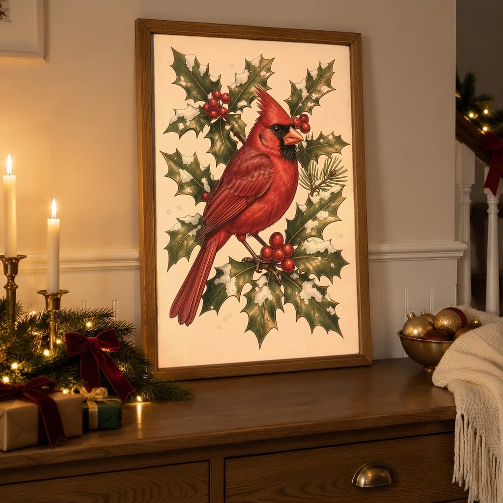 Christmas Frame Mockup Bundle — 40 Vertical Staircase and Hallway Wall Art PSD Mockups: mockup scene 28 of 40