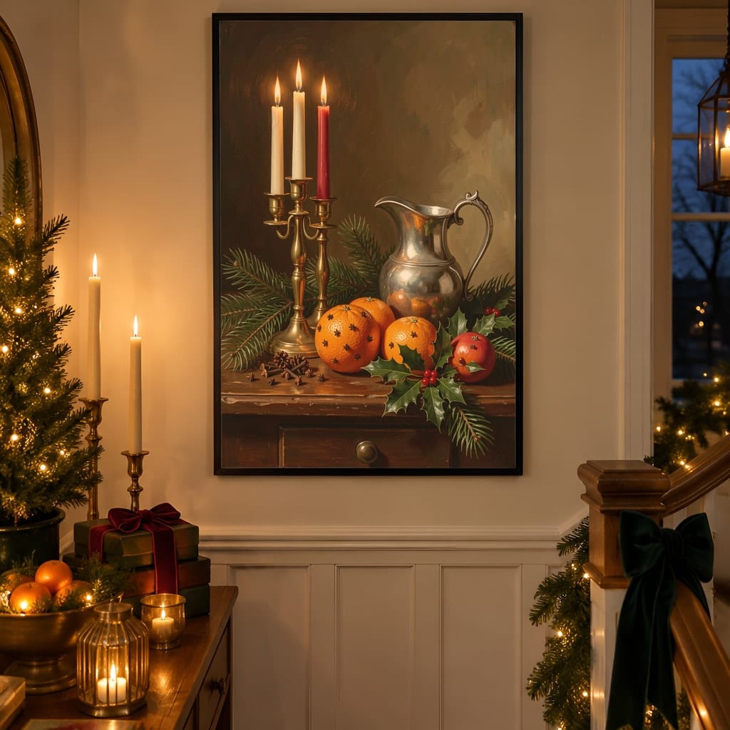 Christmas Frame Mockup Bundle — 40 Vertical Staircase and Hallway Wall Art PSD Mockups: mockup scene 30 of 40