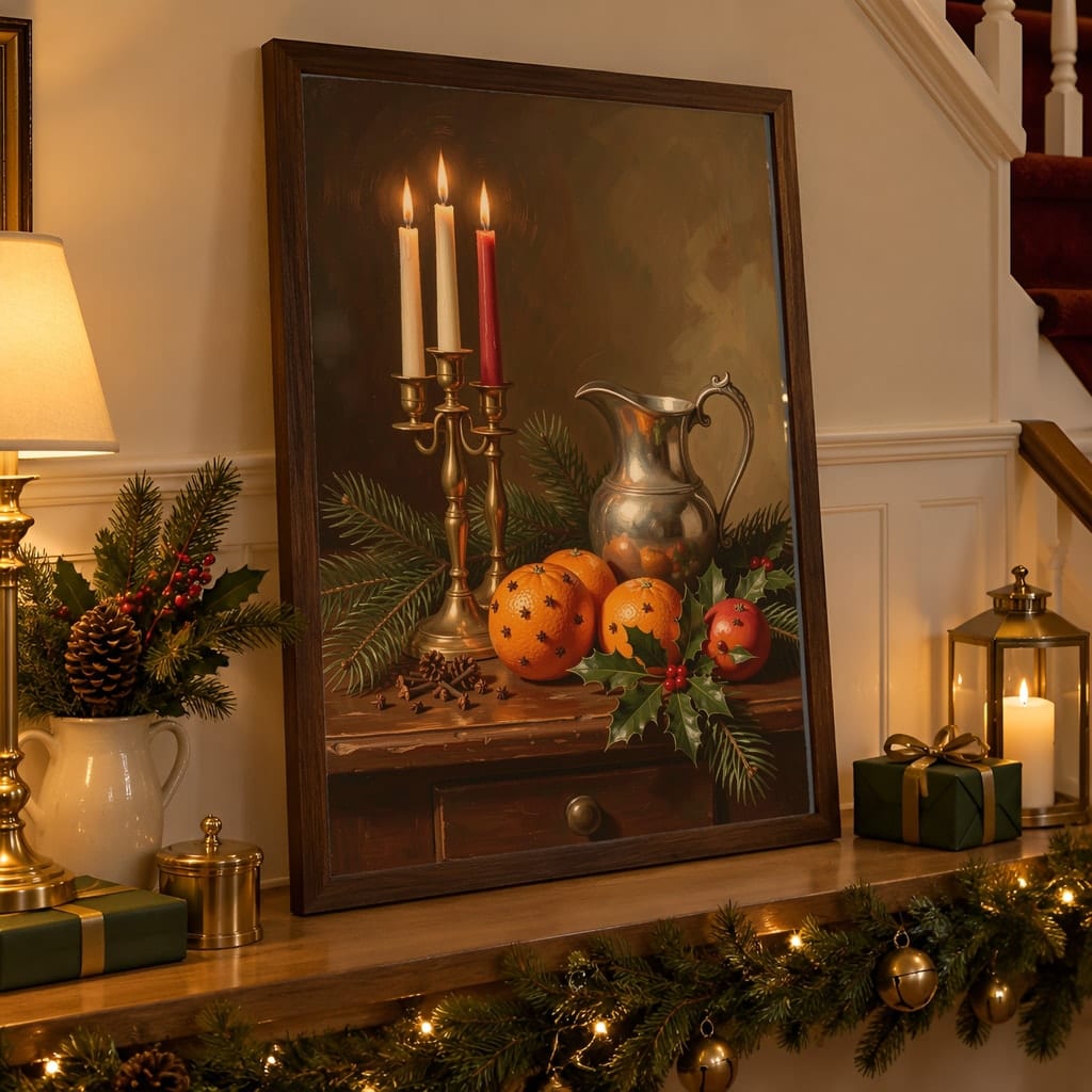 Christmas Frame Mockup Bundle — 40 Vertical Staircase and Hallway Wall Art PSD Mockups: mockup scene 36 of 40