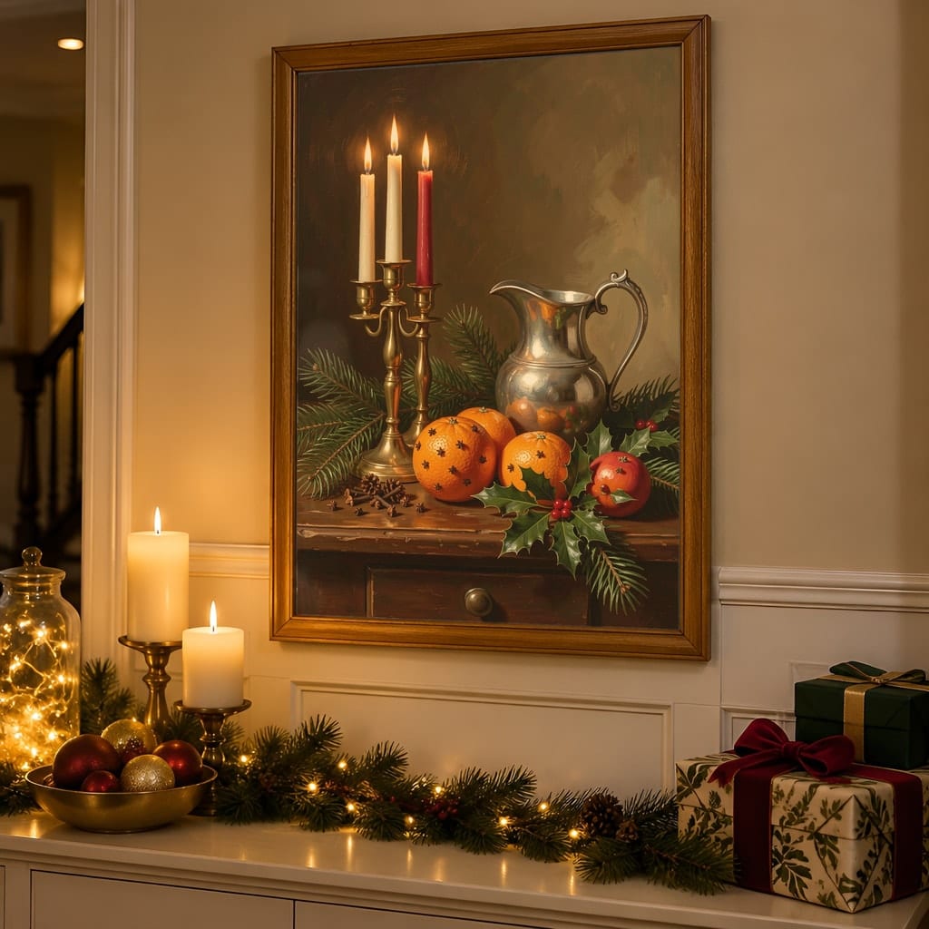 Christmas Frame Mockup Bundle — 40 Vertical Staircase and Hallway Wall Art PSD Mockups: mockup scene 38 of 40