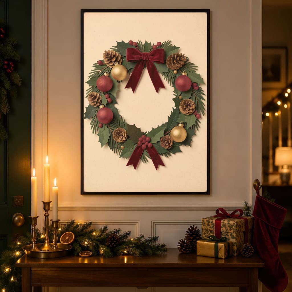 Christmas Frame Mockup Bundle — 40 Vertical Staircase and Hallway Wall Art PSD Mockups: mockup scene 40 of 40
