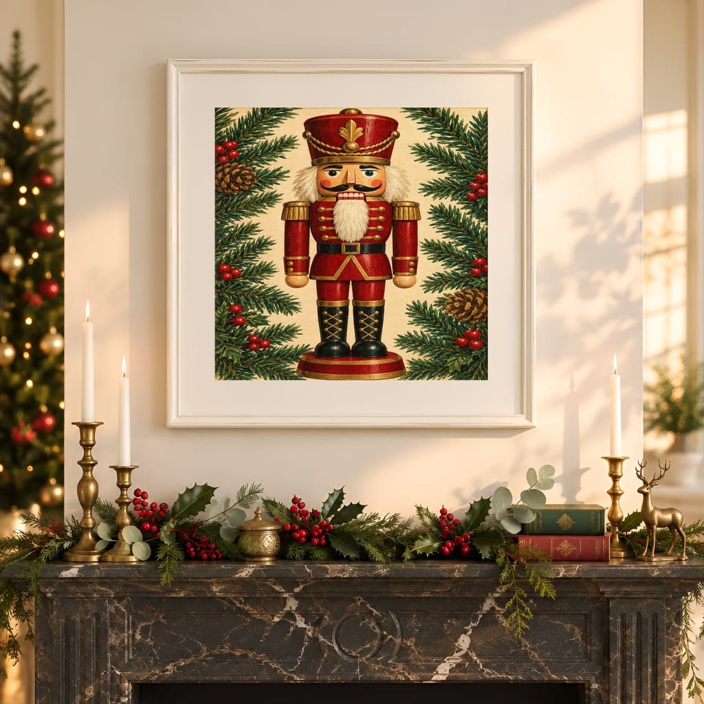 Christmas Frame Mockup — Festive Mantel Wall Art PSD Templates (20 Scenes): mockup scene 20 of 20