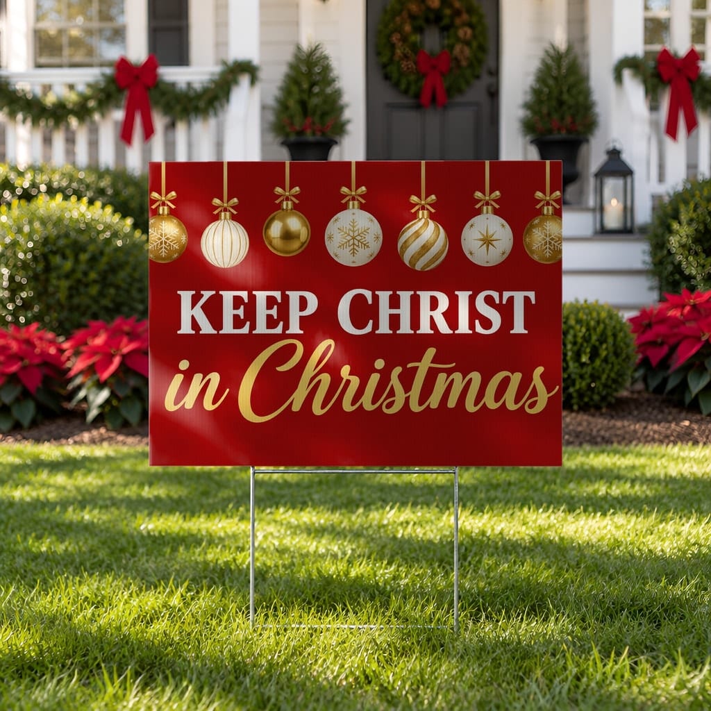 Christmas Yard Sign Mockup Bundle — 20 Horizontal 24x18 Yard Sign PSD Mockups — first mockup scene from the pack