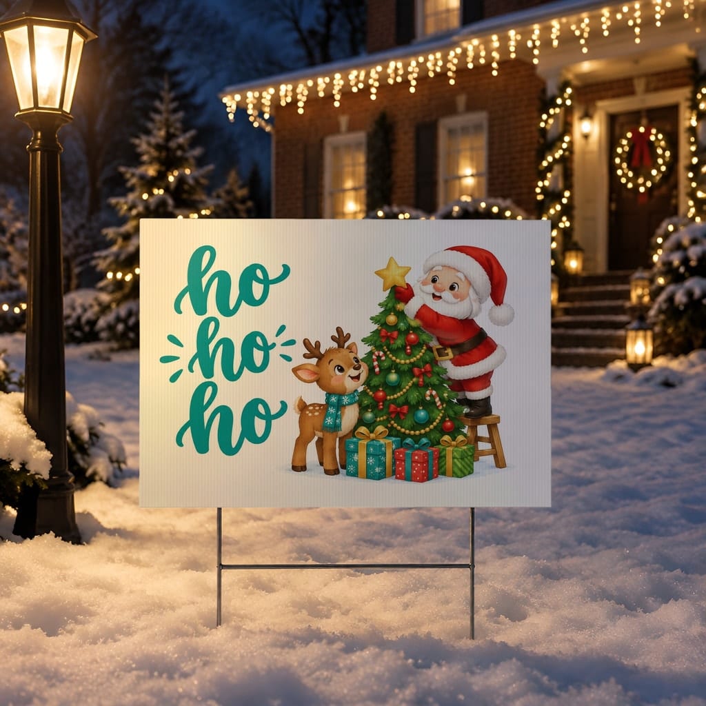 Christmas Yard Sign Mockup Bundle — 20 Horizontal 24x18 Yard Sign PSD Mockups: mockup scene 11 of 20