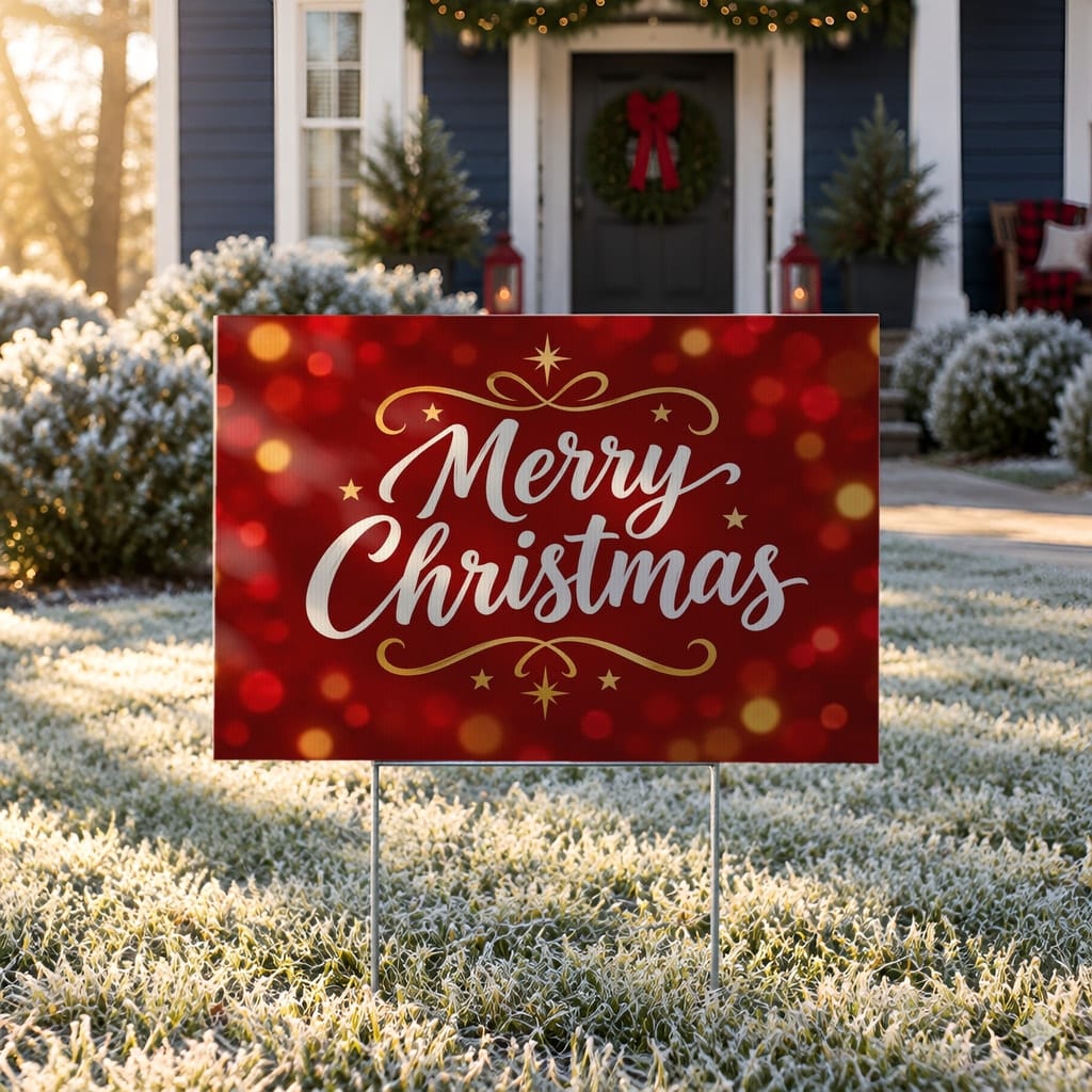 Christmas Yard Sign Mockup Bundle — 20 Horizontal 24x18 Yard Sign PSD Mockups: mockup scene 14 of 20