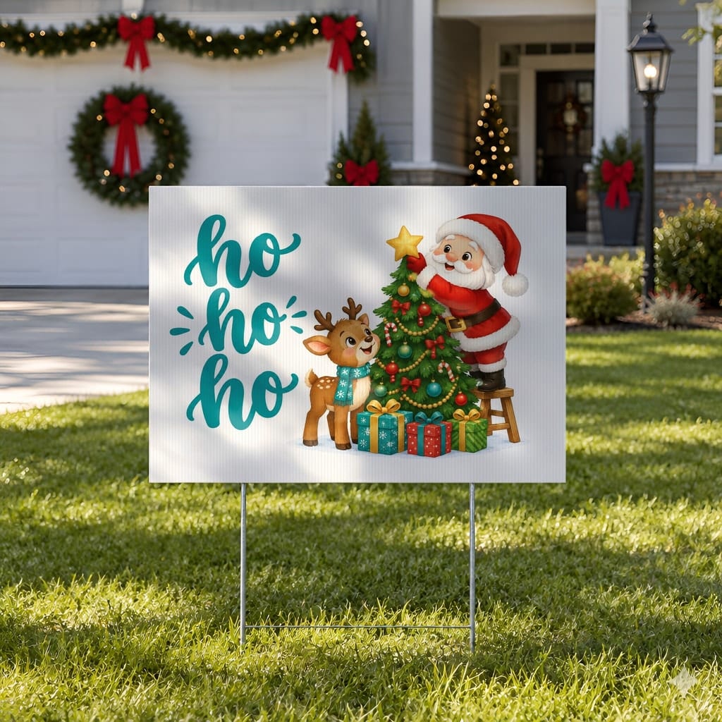 Christmas Yard Sign Mockup Bundle — 20 Horizontal 24x18 Yard Sign PSD Mockups: mockup scene 17 of 20
