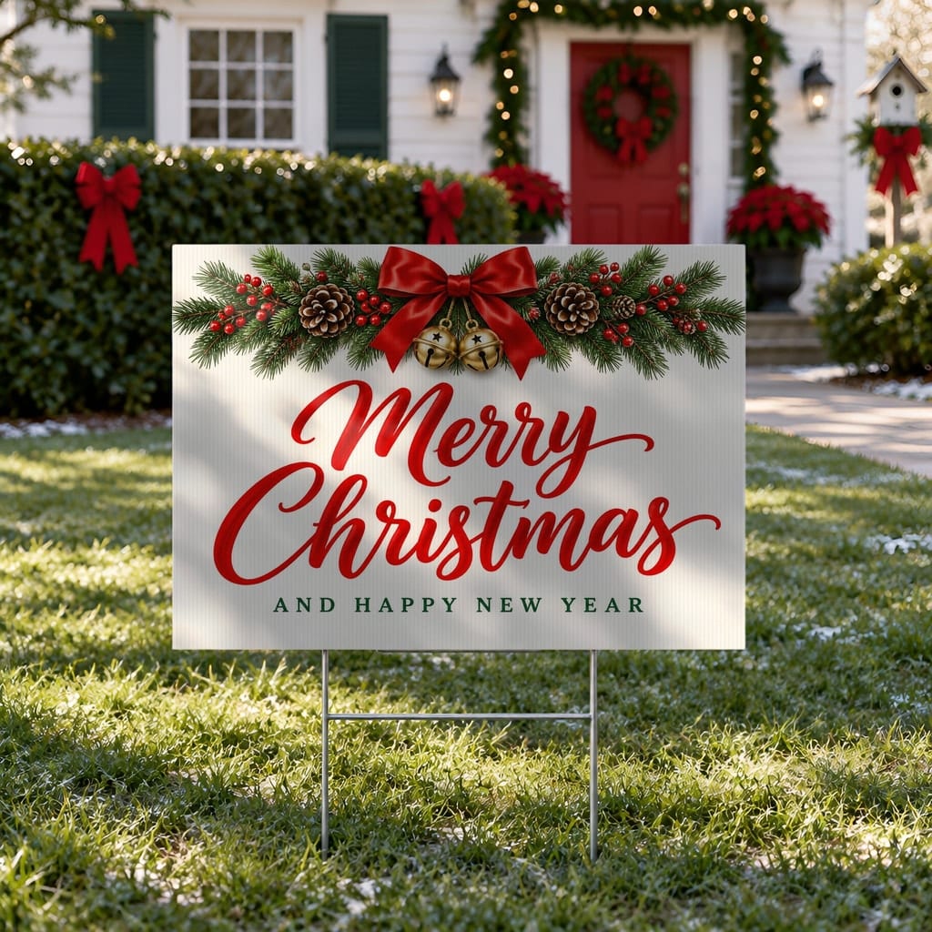 Christmas Yard Sign Mockup Bundle — 20 Horizontal 24x18 Yard Sign PSD Mockups: mockup scene 18 of 20
