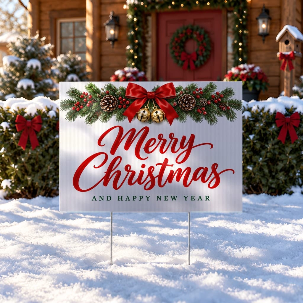 Christmas Yard Sign Mockup Bundle — 20 Horizontal 24x18 Yard Sign PSD Mockups: mockup scene 19 of 20