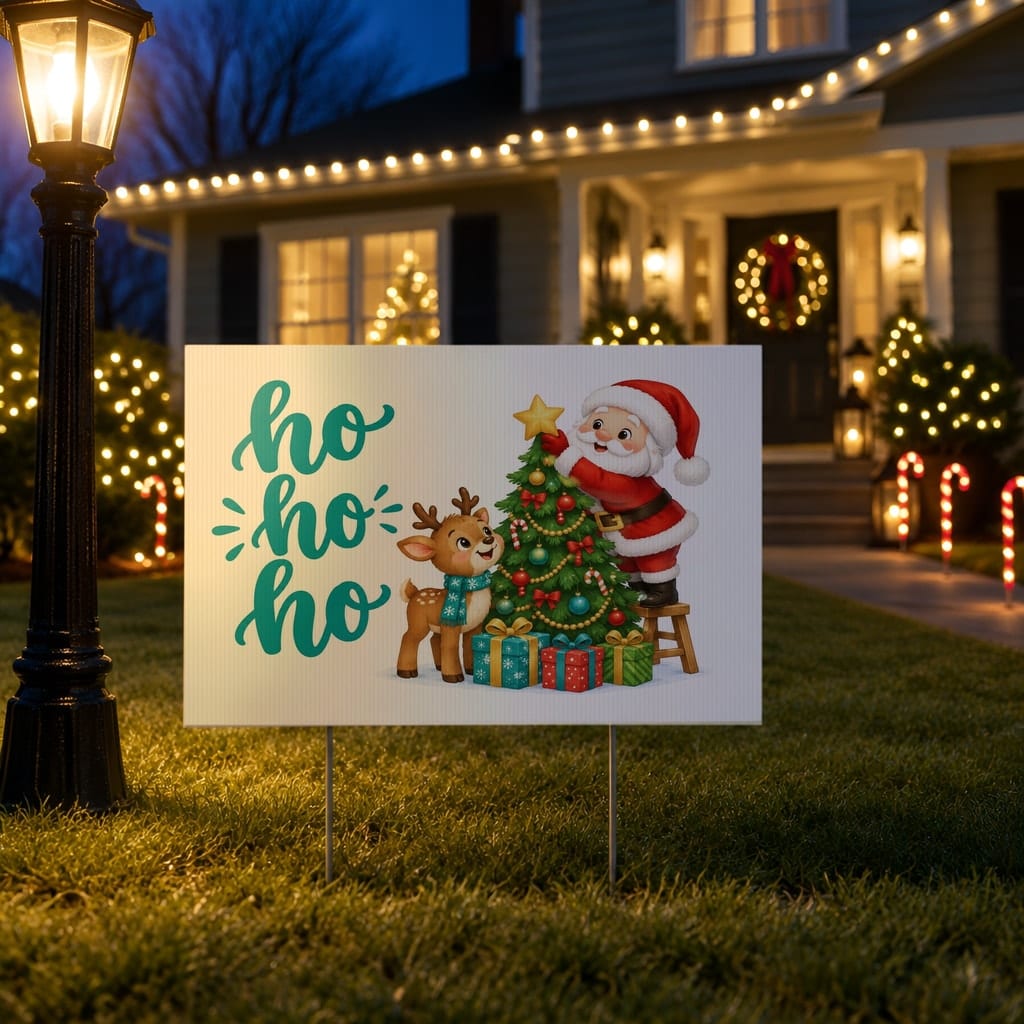 Christmas Yard Sign Mockup Bundle — 20 Horizontal 24x18 Yard Sign PSD Mockups: mockup scene 3 of 20