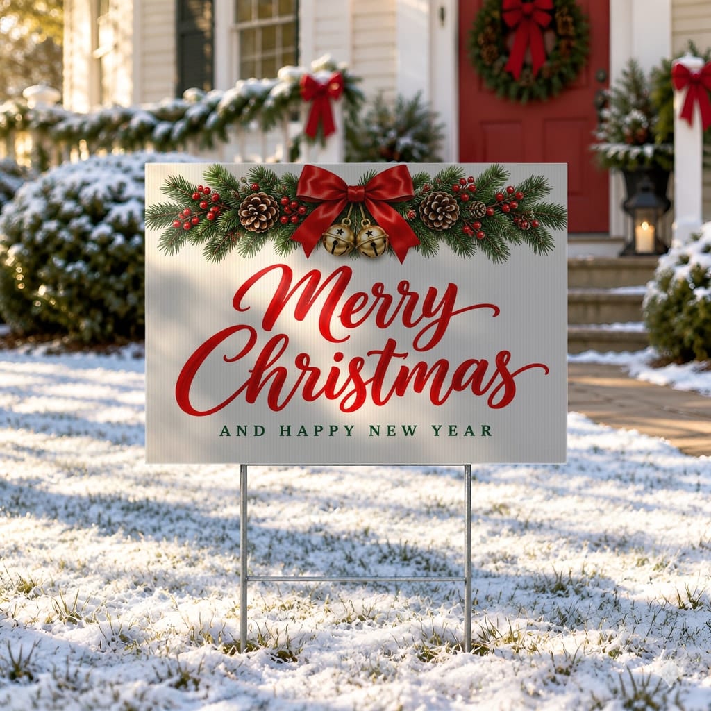 Christmas Yard Sign Mockup Bundle — 20 Horizontal 24x18 Yard Sign PSD Mockups: mockup scene 4 of 20